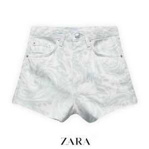 ZARA Women | Blue | Hi Rise Printed Shorts